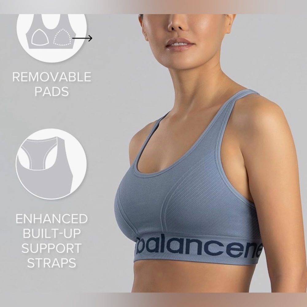 New Balance Seamless Cami Sports Bra. Racerback. Black w/ silver logo. M. NWOT - Picture 11 of 14